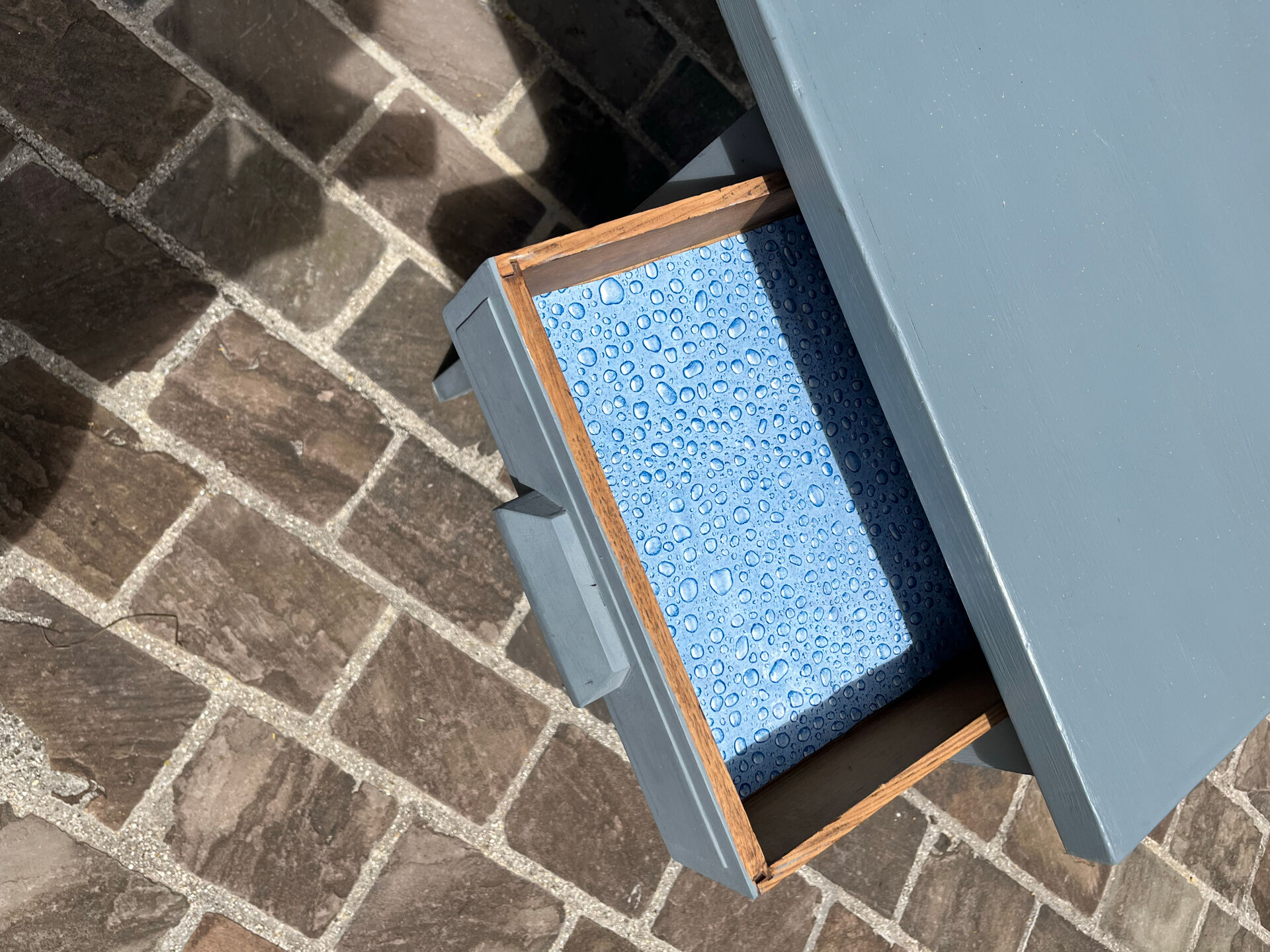 Petit bureau vintage bleu gris
