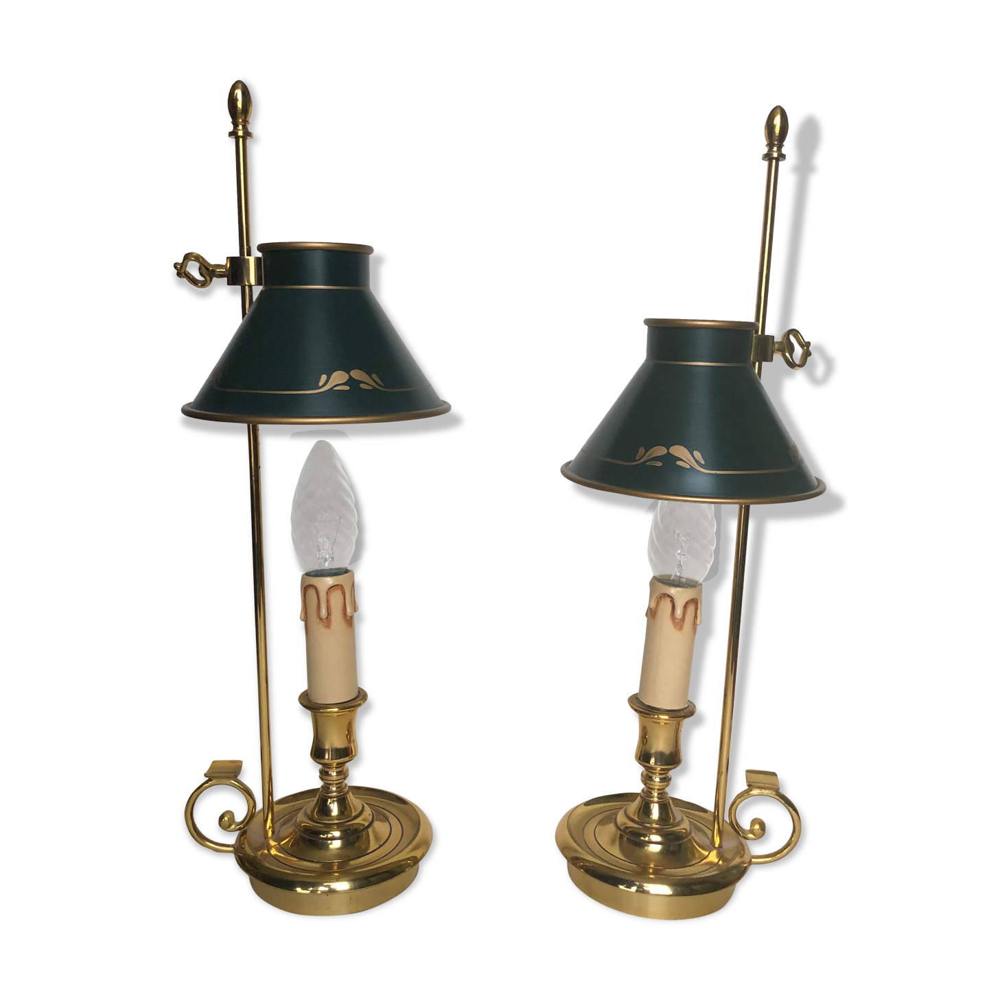Pair of bedside hot water bottle lamps