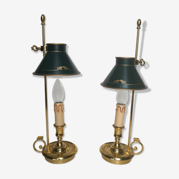 Pair of bedside hot water bottle lamps