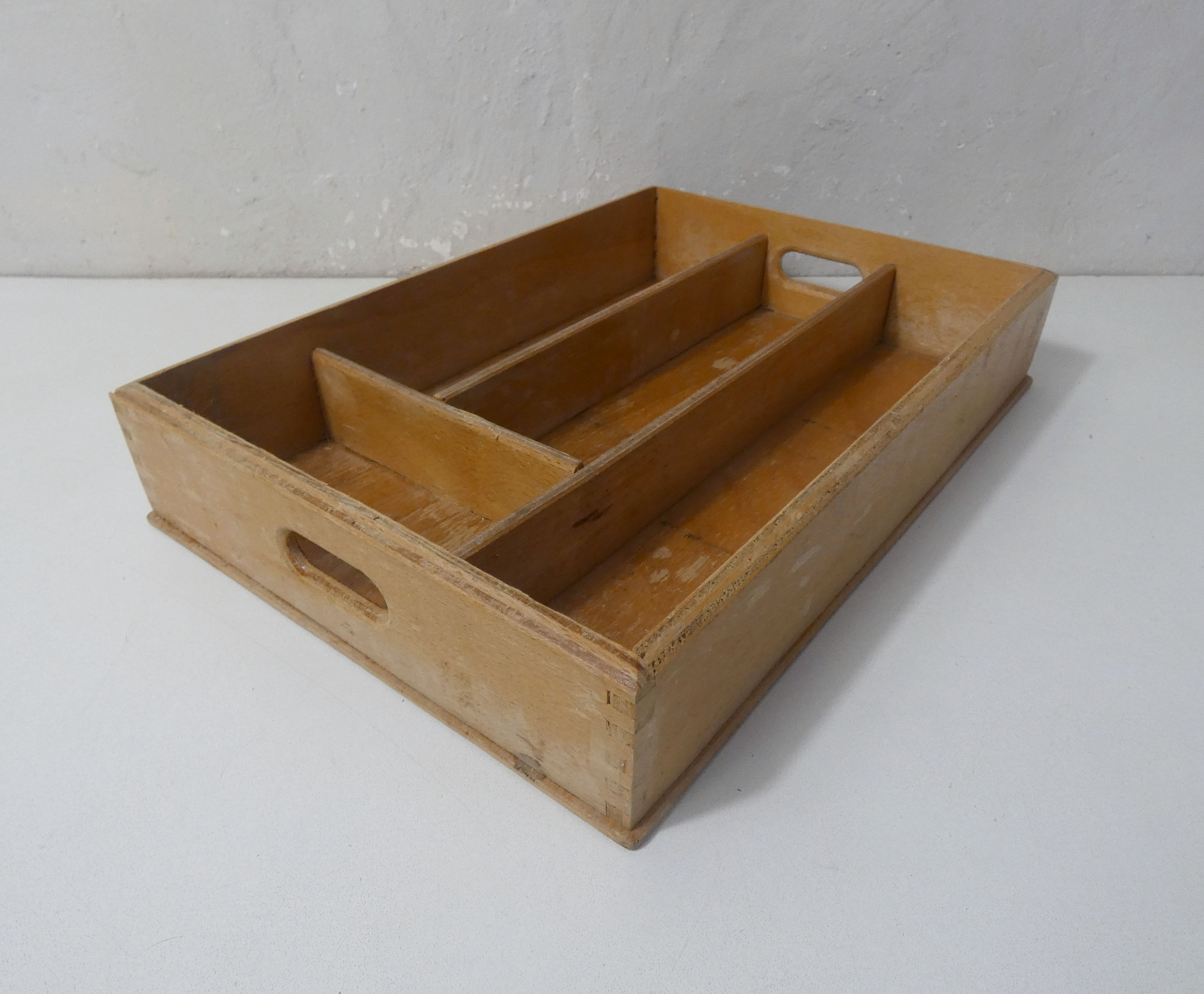 Old Vintage Wooden Compartmentalized Tray