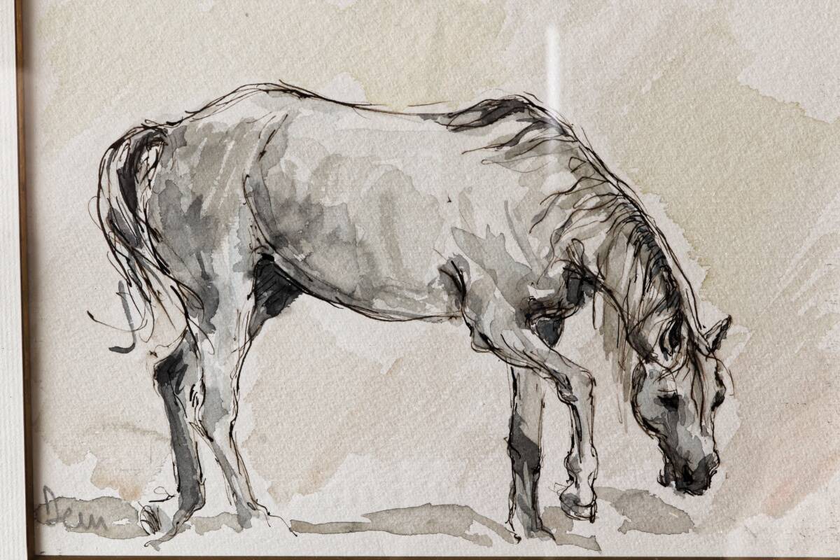 Aquarelle équestre, signée DEM (Denis Moulin)