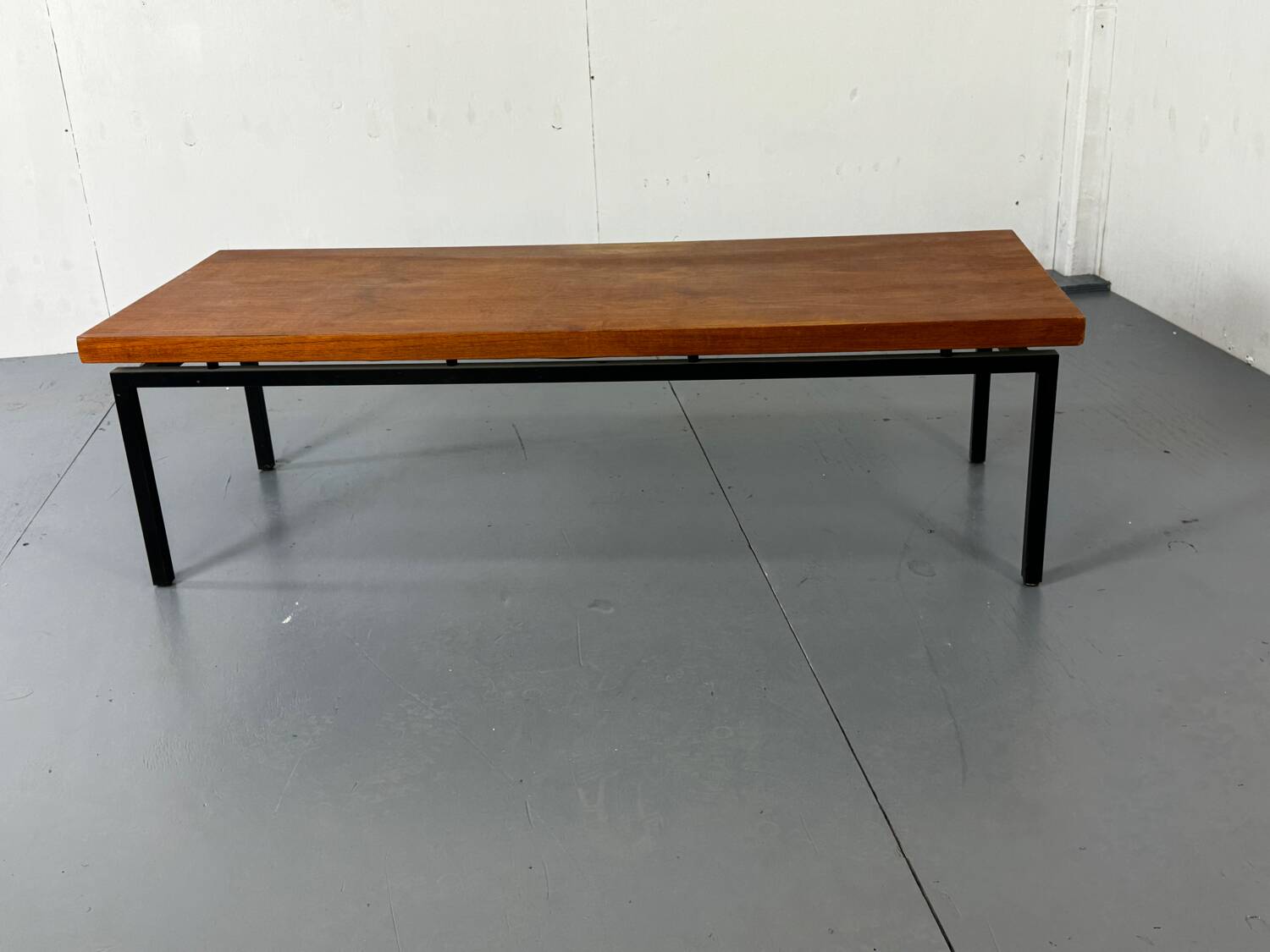 Minimalistic Mid Century Modernist Teak and Steel Coffee Table, 1960s