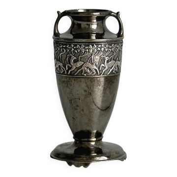 Small silver-plated metal amphora vase antique