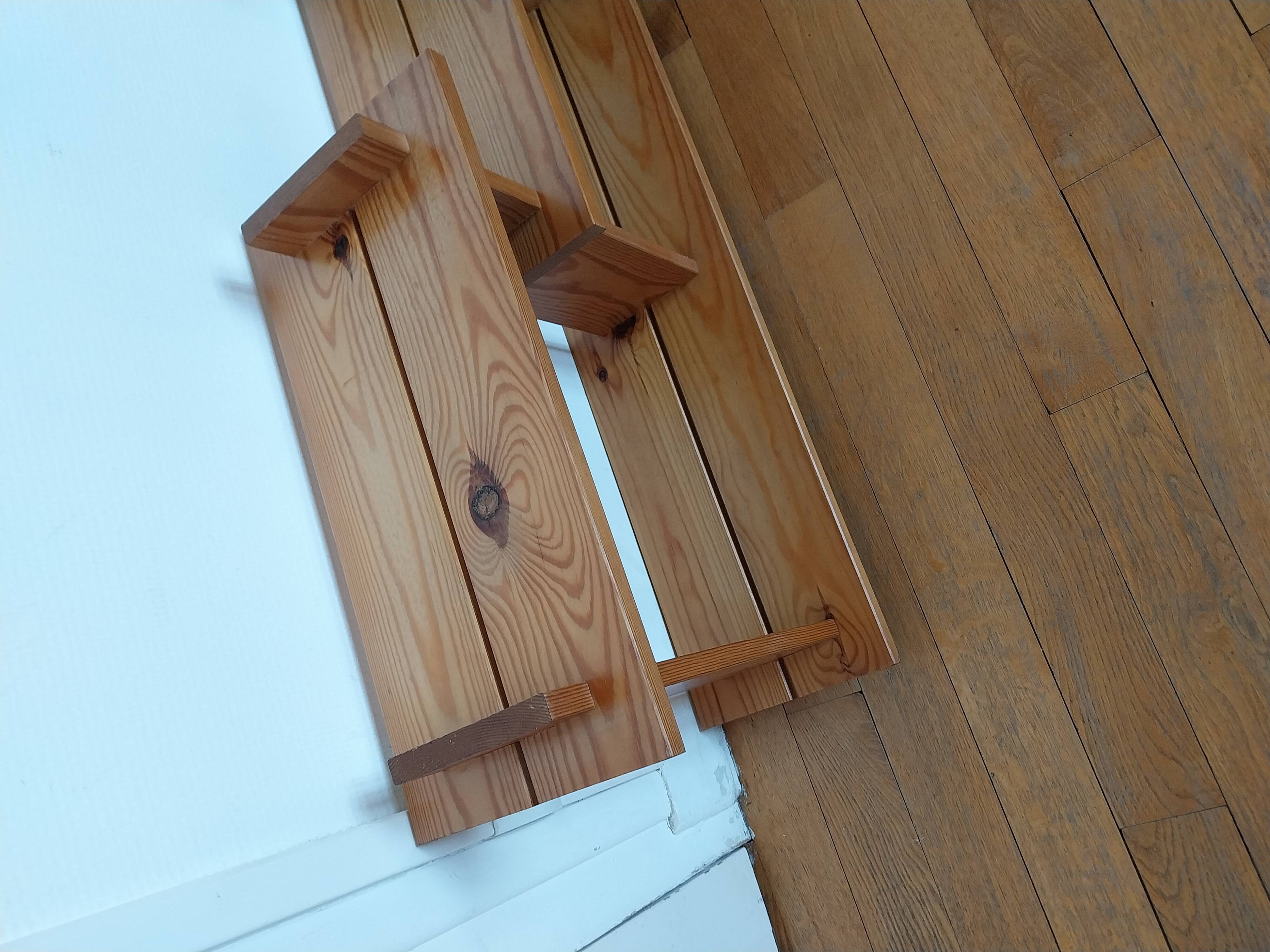 Vintage pine shelves in the style of Maison Regain.