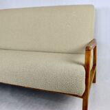 Set of vintage beige boucle sofa and armchair, 1970s