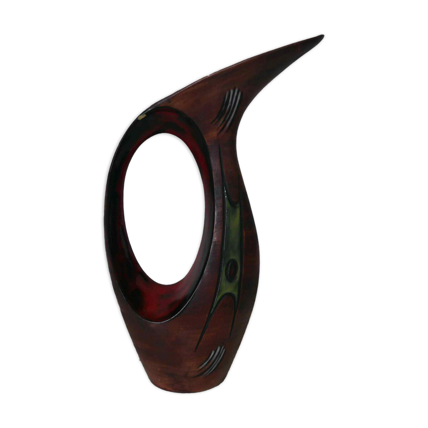 Pitcher carafe broc zoomorphic enamelled ceramic