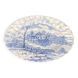 English earthenware dish with blue pattern