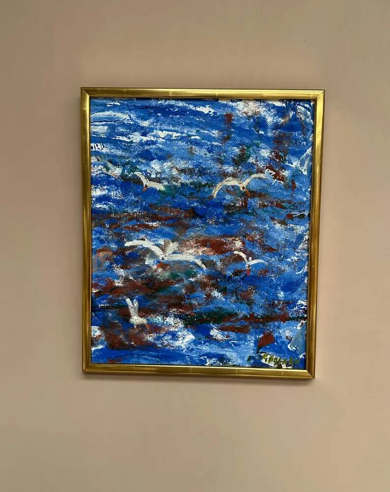 Original Swedish Oil on Canvas – “Storm” by Göta Fogler – Signed – Vintage & Framed – 50 × 42 cm (19.7" × 16.5")