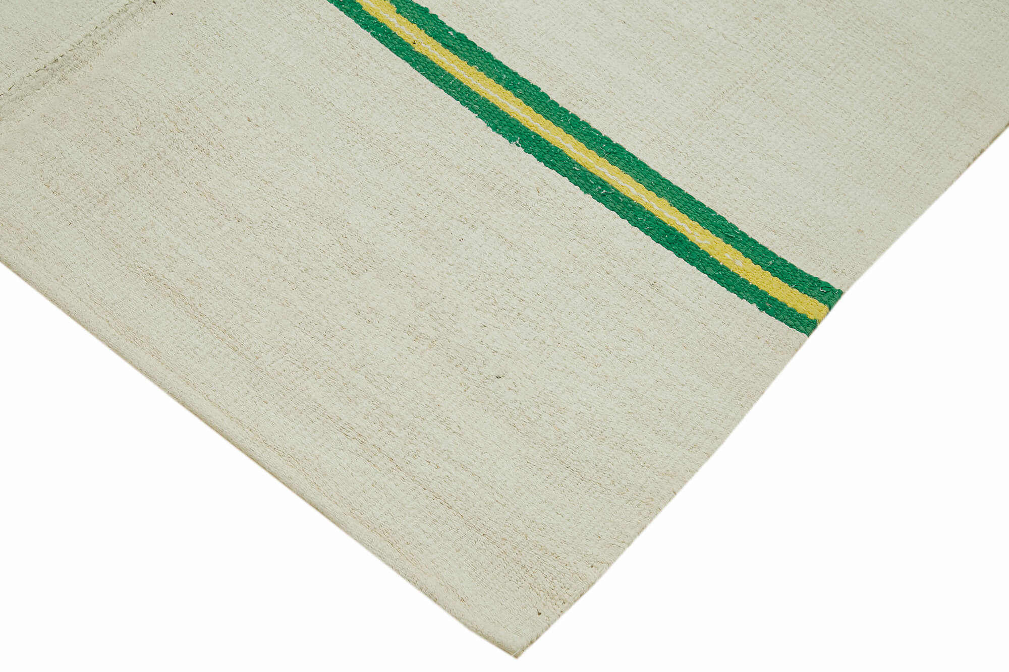 Hand-knotted turkish unique 1970s 138 cm x 260 cm beige hemp kilim carpet