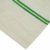 Hand-knotted turkish unique 1970s 138 cm x 260 cm beige hemp kilim carpet