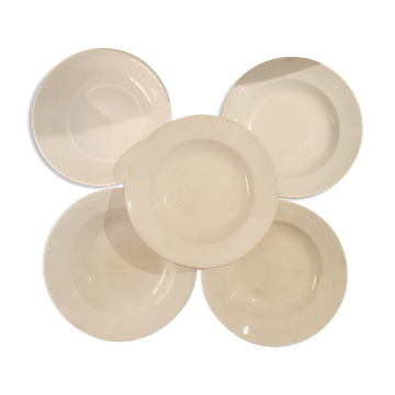 5 mismatched plates Gien, Digoin, Moulin des Loups, Saint Amand