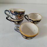 Set of 4 miniature earthenware cups with Old Rouen decor