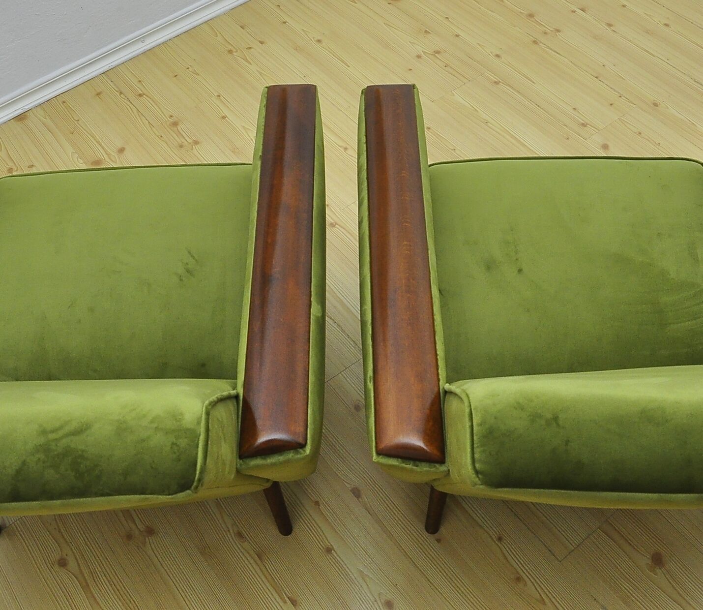 Mid-century velor armchairs, 1960s