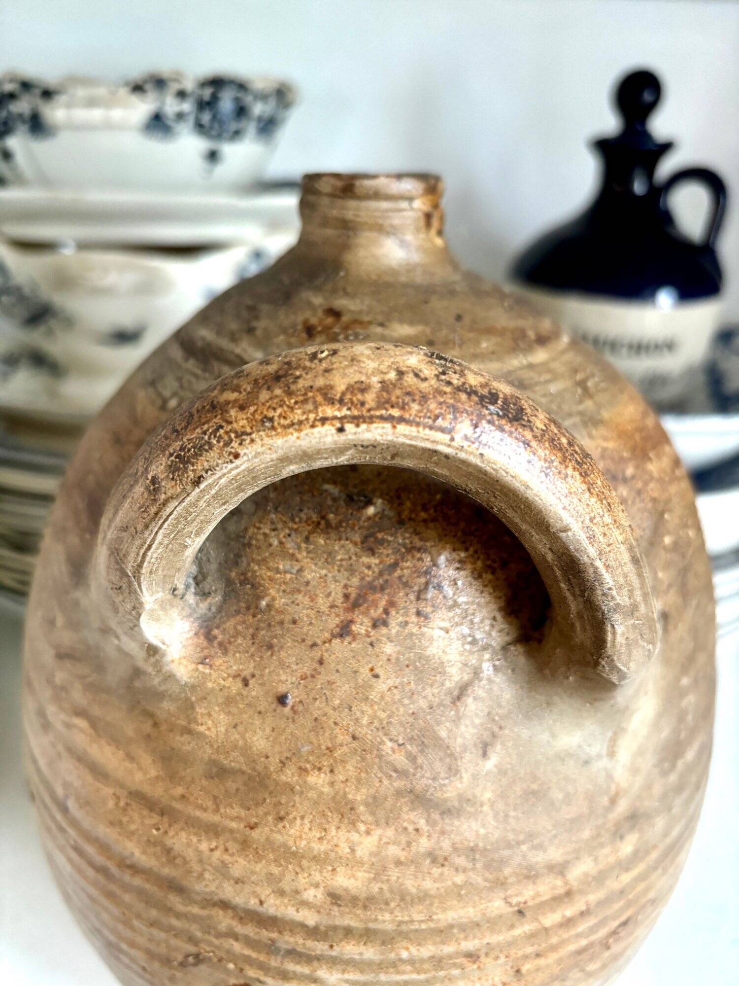 Brown stoneware jar
