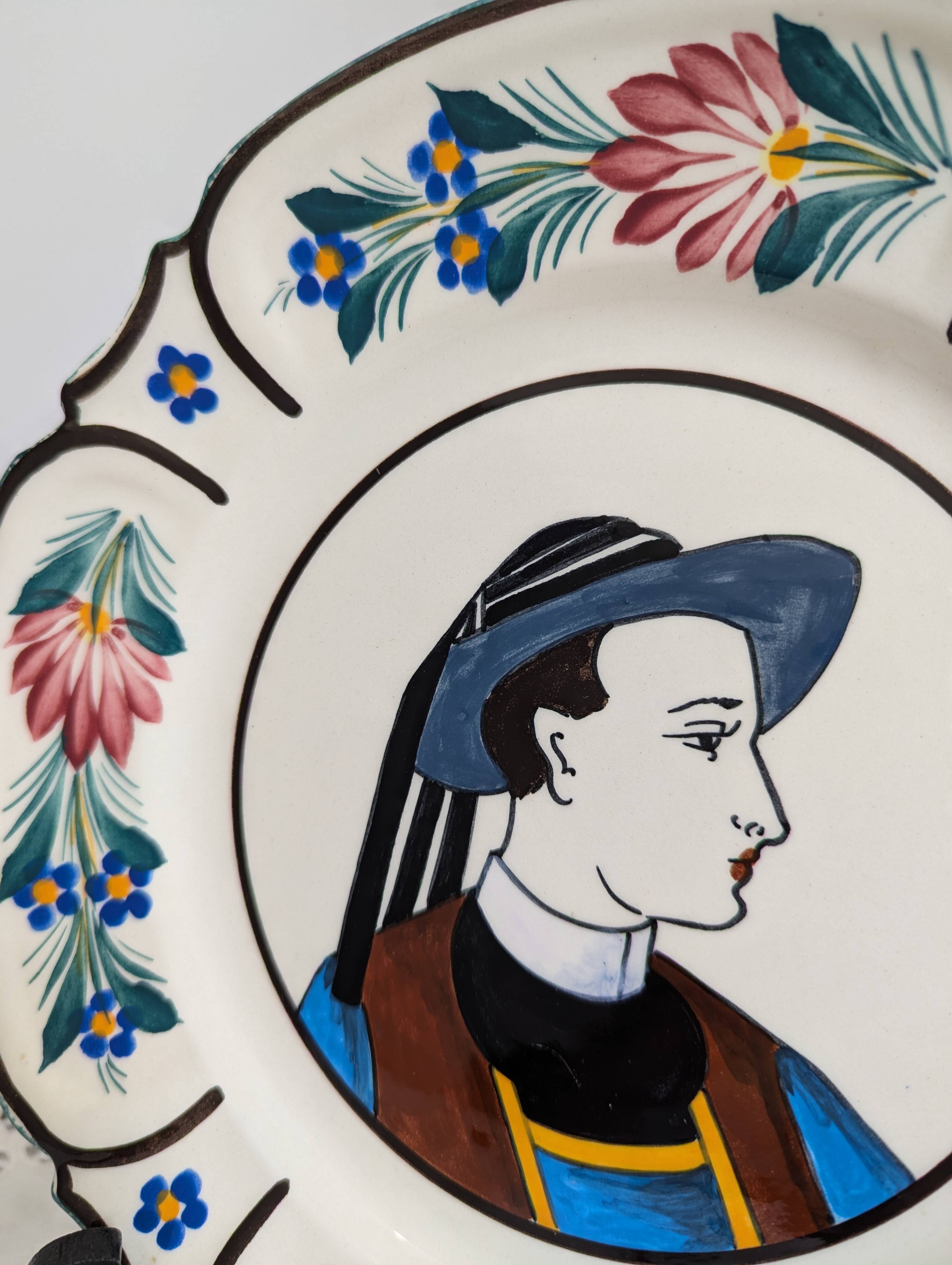 Old Breton HB Quimper plate