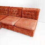 Modular sofa in orange velvet from the 1970s