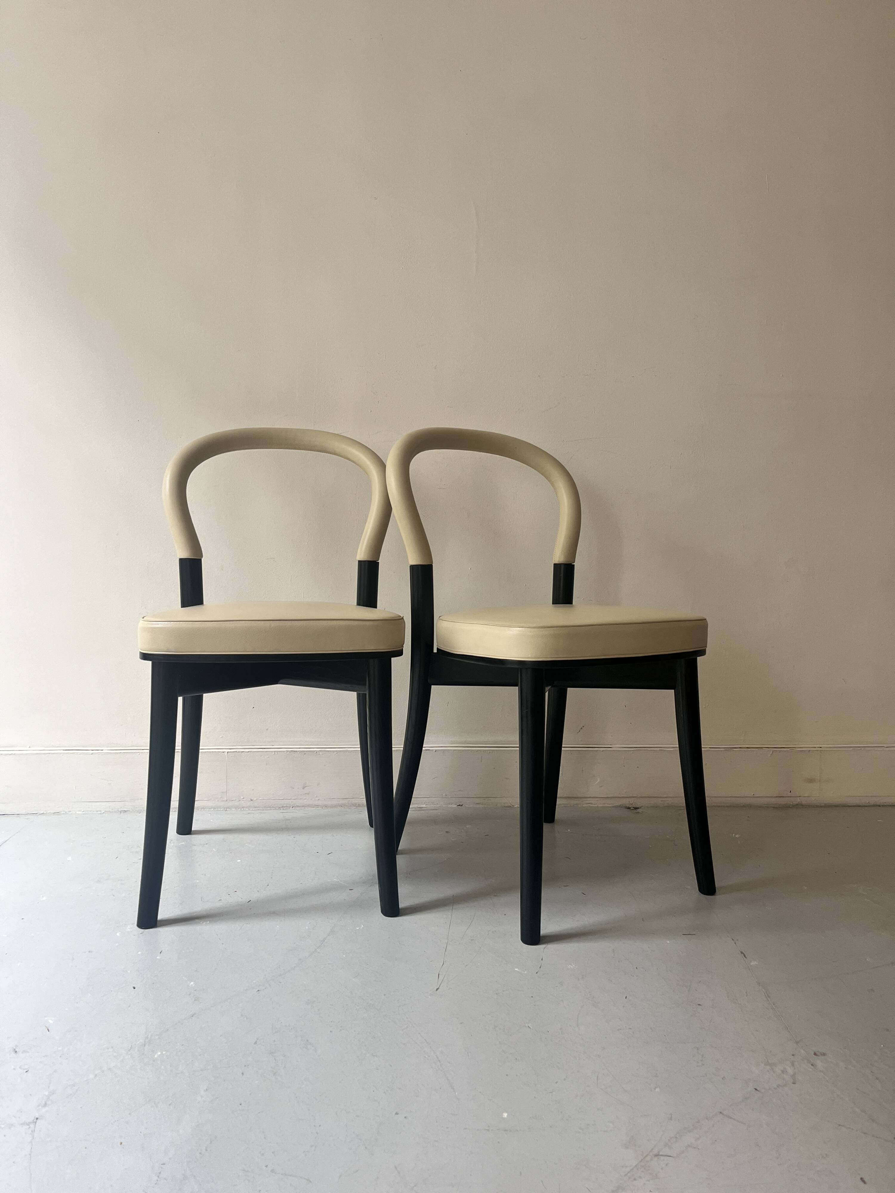 "Goteborg" ash and beige leather chairs by Gunnar Asplund for cassina