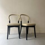 chaises en frene et cuir beige "Goteborg" par Gunnar Asplund pour cassina