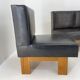 Leather & Oak Wood Modular Sofa and Chairs, 1970's