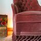 Pink velvet toad armchair