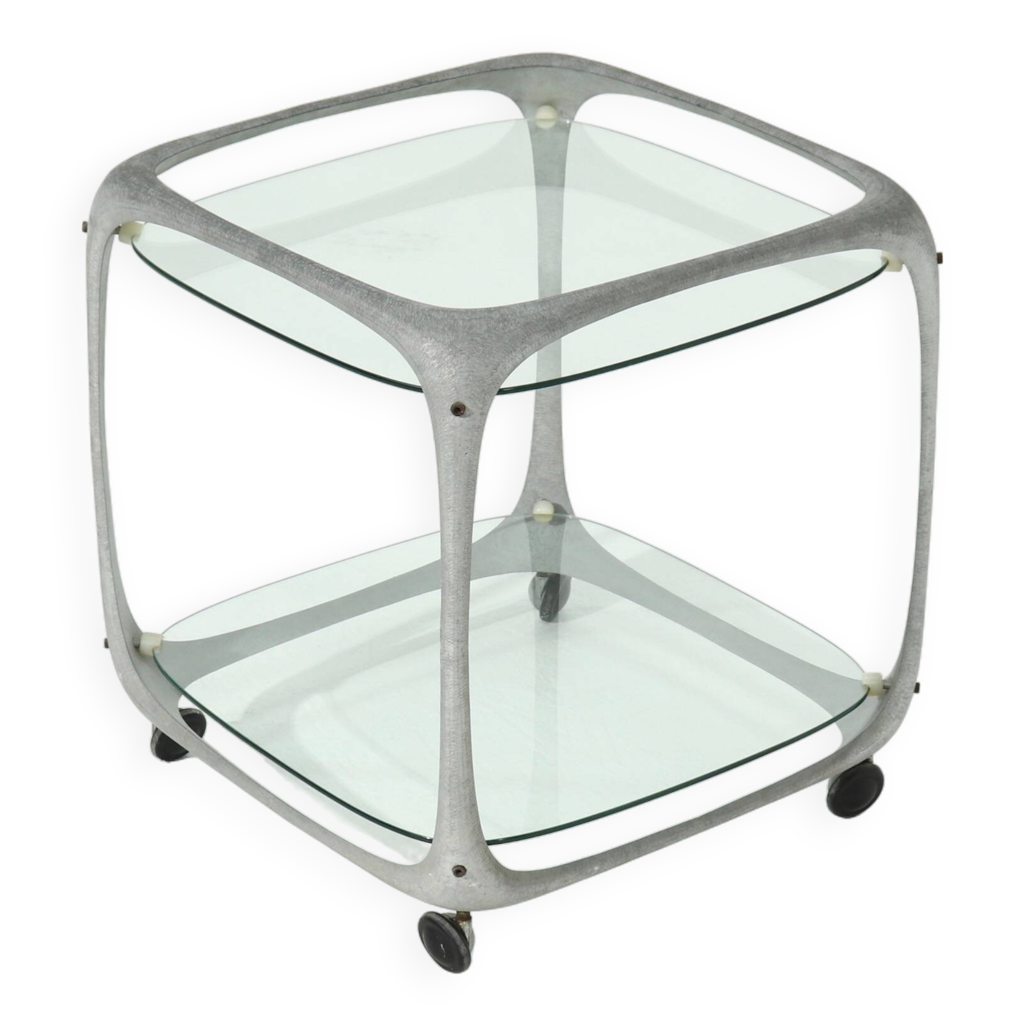 Italian Cast Aluminium Cube Bar Trolley by Lorenzo Burchiellaro 1970s