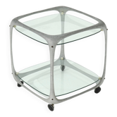 Italian Cast Aluminium Cube Bar Trolley by Lorenzo Burchiellaro 1970s