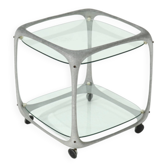Desserte cubique italienne en fonte d'aluminium par Lorenzo Burchiellaro, années 1970