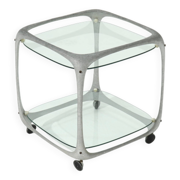 Desserte cubique italienne en fonte d'aluminium par Lorenzo Burchiellaro, années 1970