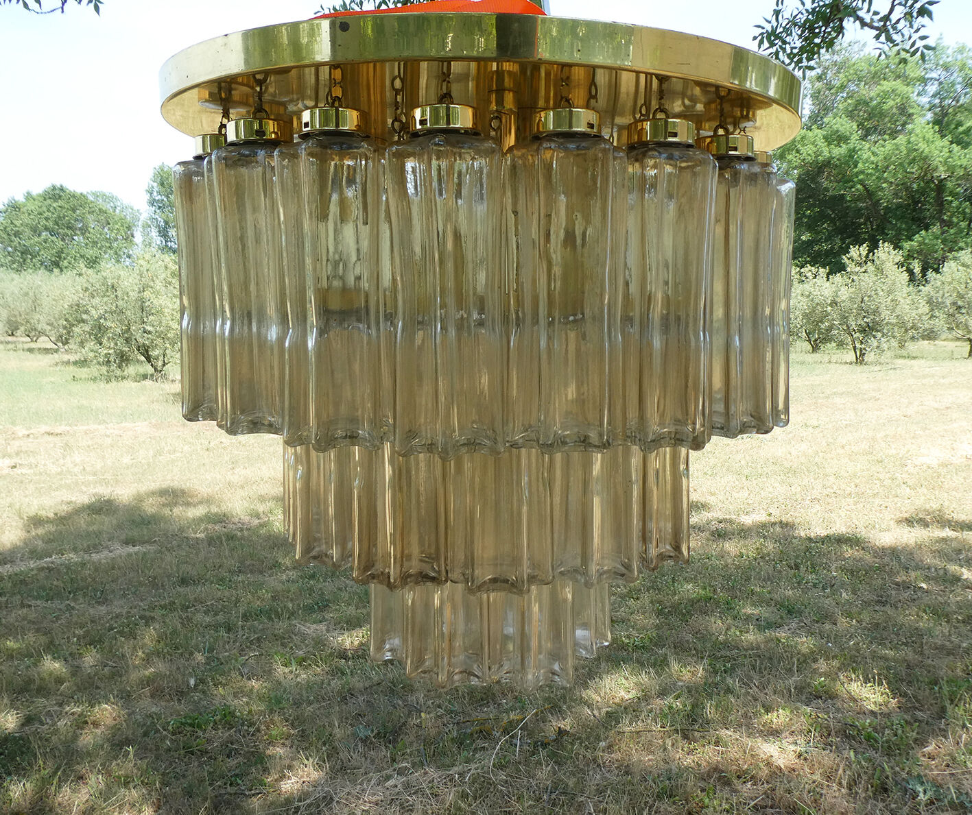Design chandelier by Glashütte Limburg from 1960