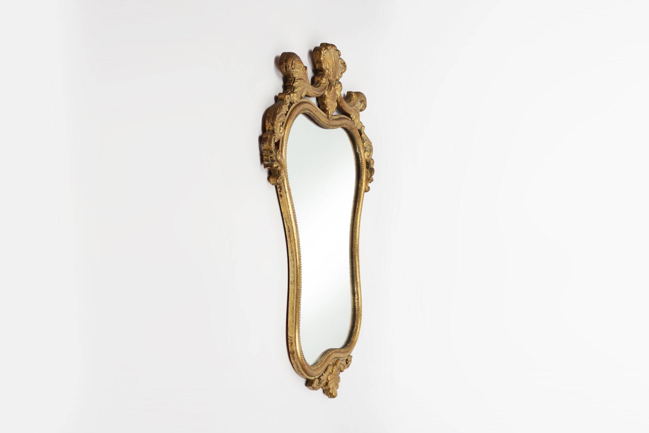 20th Century Belgian Baroque Mirror in Gilded Wood, 1950s
