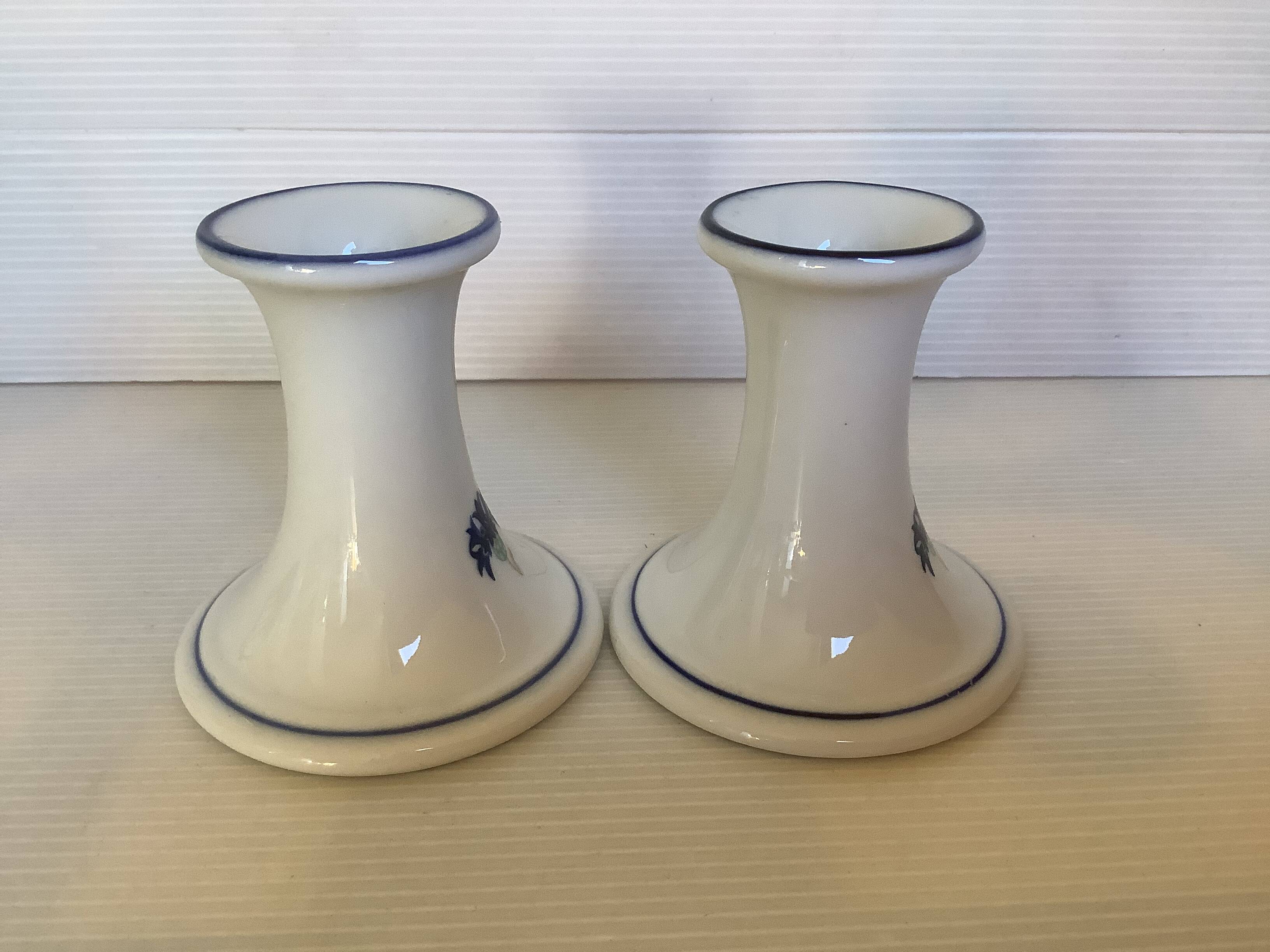 Pair of cornflower flower candlesticks