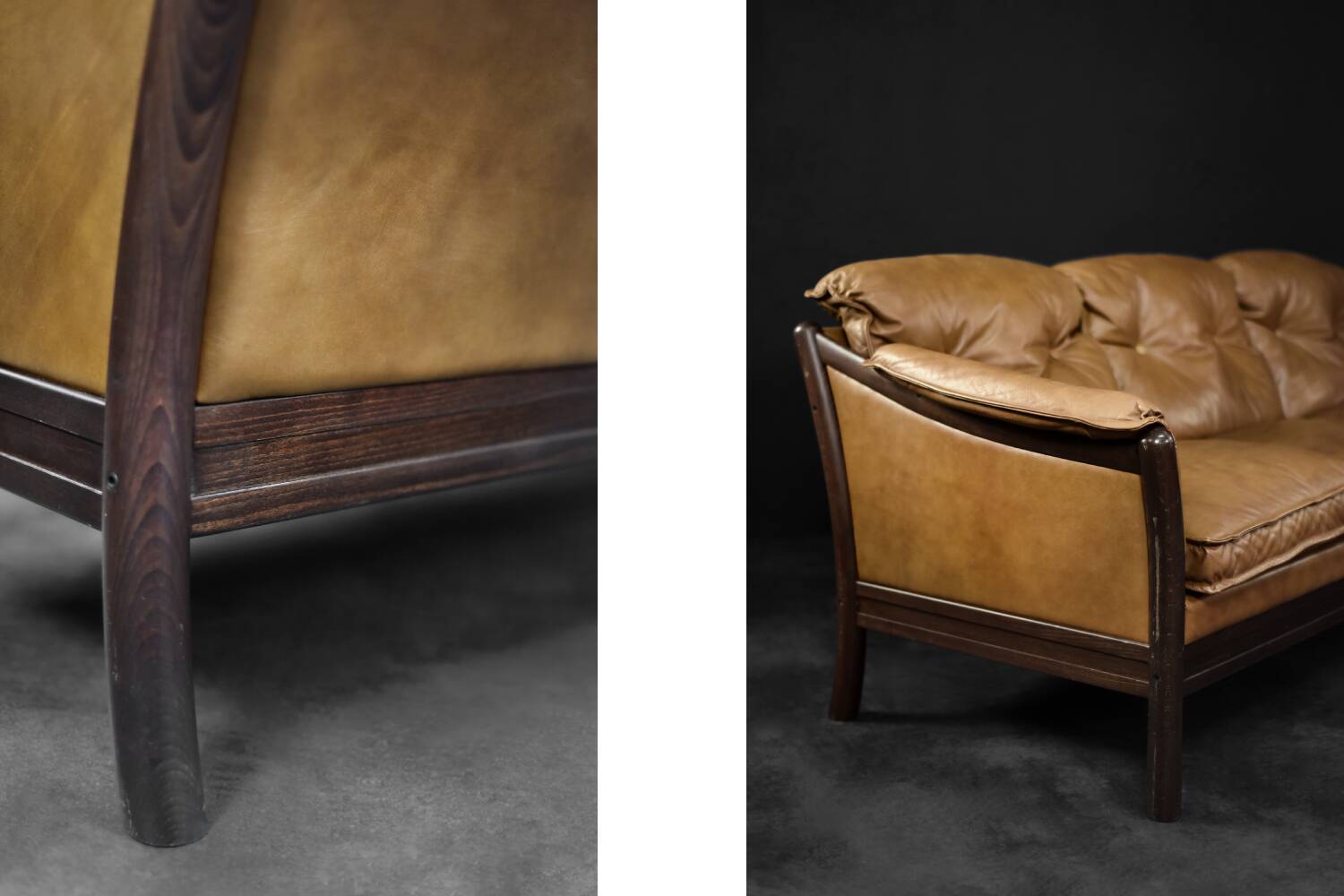 Vintage Mid-Century Danish Modern Cognac Leather 3-Seater Sofa, 1960s