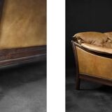 Vintage Mid-Century Danish Modern Cognac Leather 3-Seater Sofa, 1960s