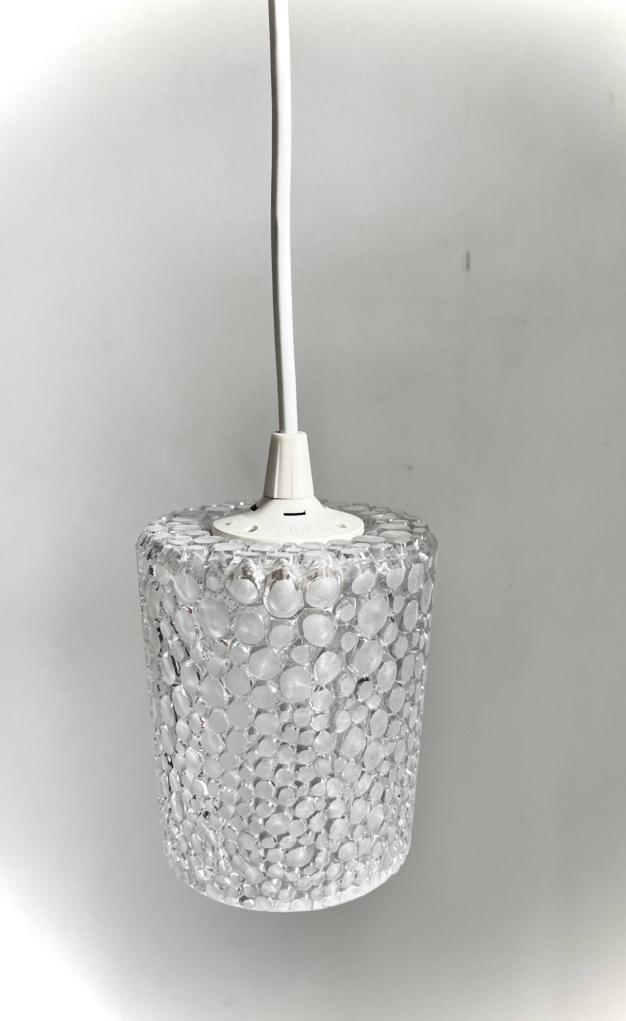 Small cylindrical glass bubble pendant light