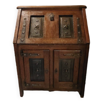 Antique wooden secretary with period metal finishes