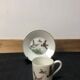 Porcelain de Paris Espresso Cup & Saucer Set: Bird Motif, Gilded, 1950s