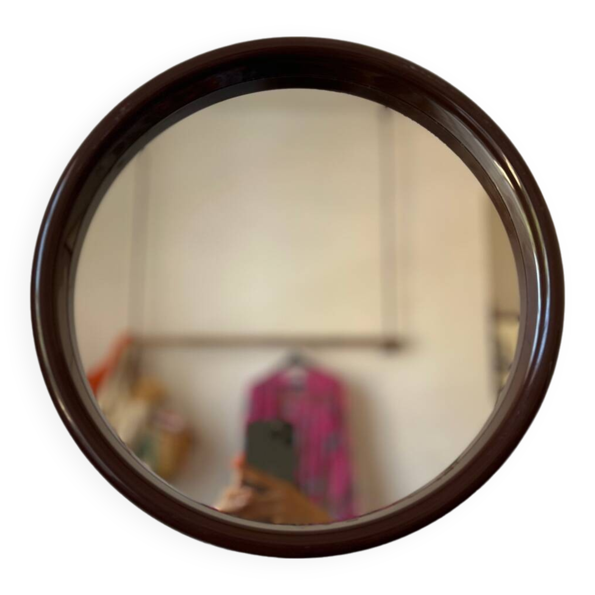 Miroir rond plastique chocolat vintage 1970