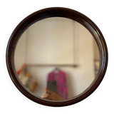 Vintage chocolate plastic round mirror 1970