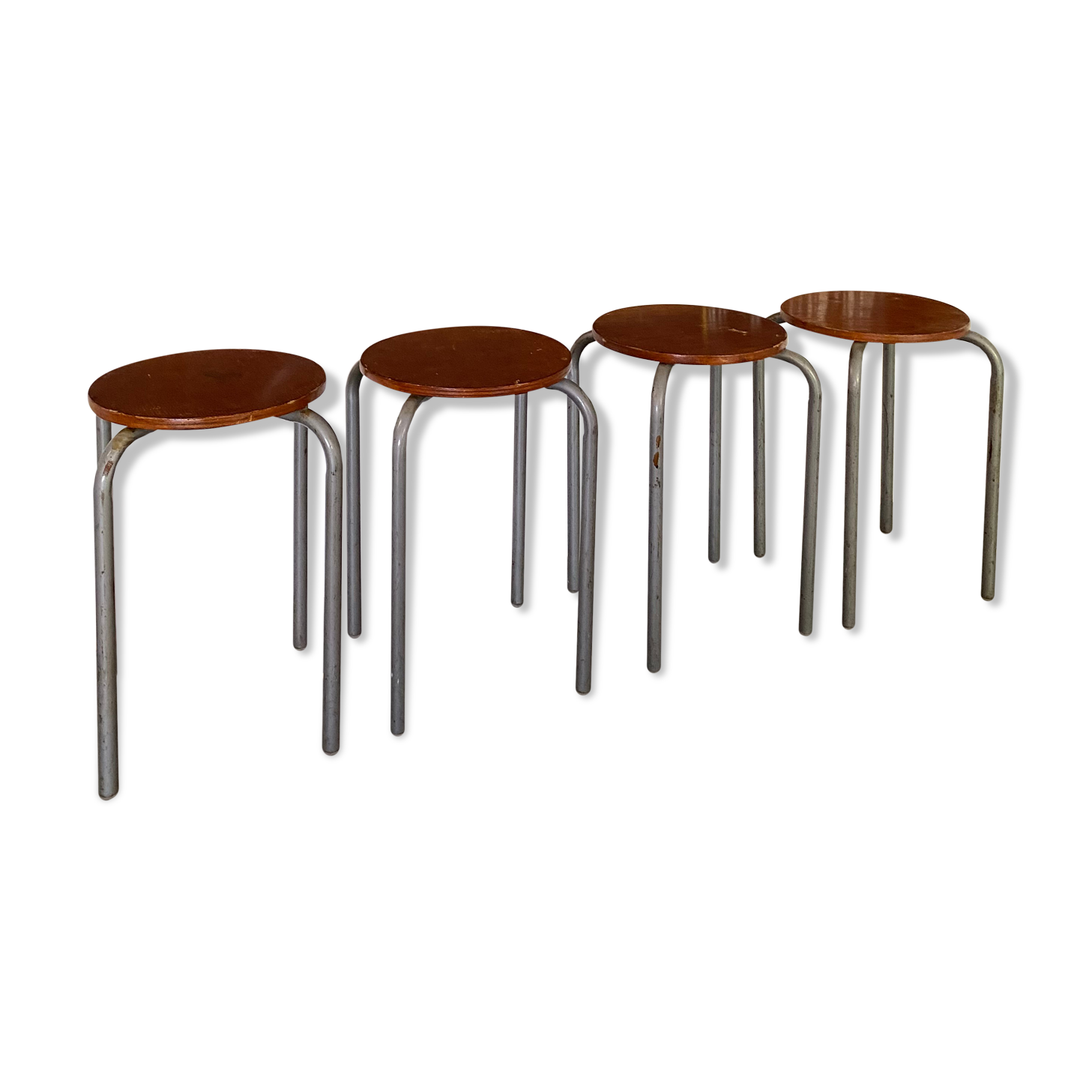 Set of 4 vintage industrial stools 50s