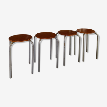 Set of 4 vintage industrial stools 50s