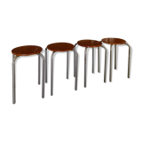Set of 4 vintage industrial stools 50s