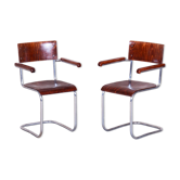 Set of Vintage Bauhaus Chairs in Chrome and Plywood by Mart Stam, 1930s