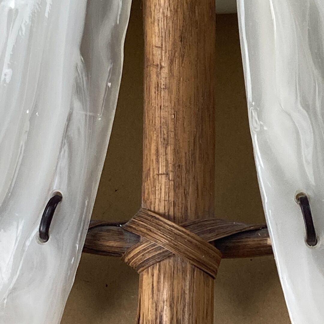 Bamboo acrylic and opaline hanging pendant, 1970,  58cm