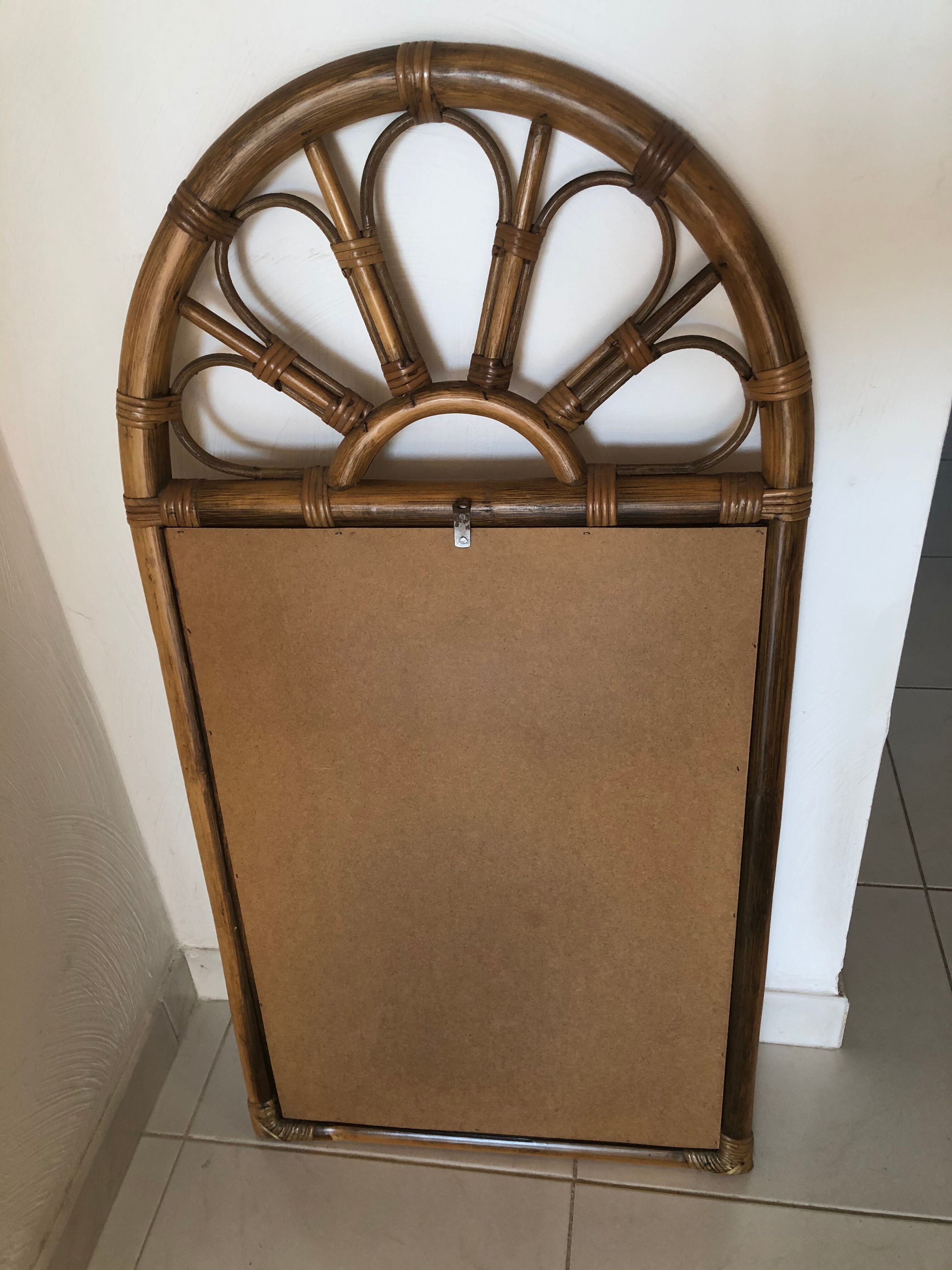 Rattan mirror and vintage bamboo  50x100cm