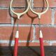 Vintage Badminton Racket Pair GEGE Plastic + Metal Child 70's #