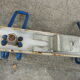 School wall coat rack - white and blue lacquered metal cloakroom 9 hooks