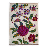 Vintage rose kilim rug 170x240cm shabby wool and silk, boho medium 2544