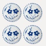 Set of 4 hand-painted ceramic dessert plates