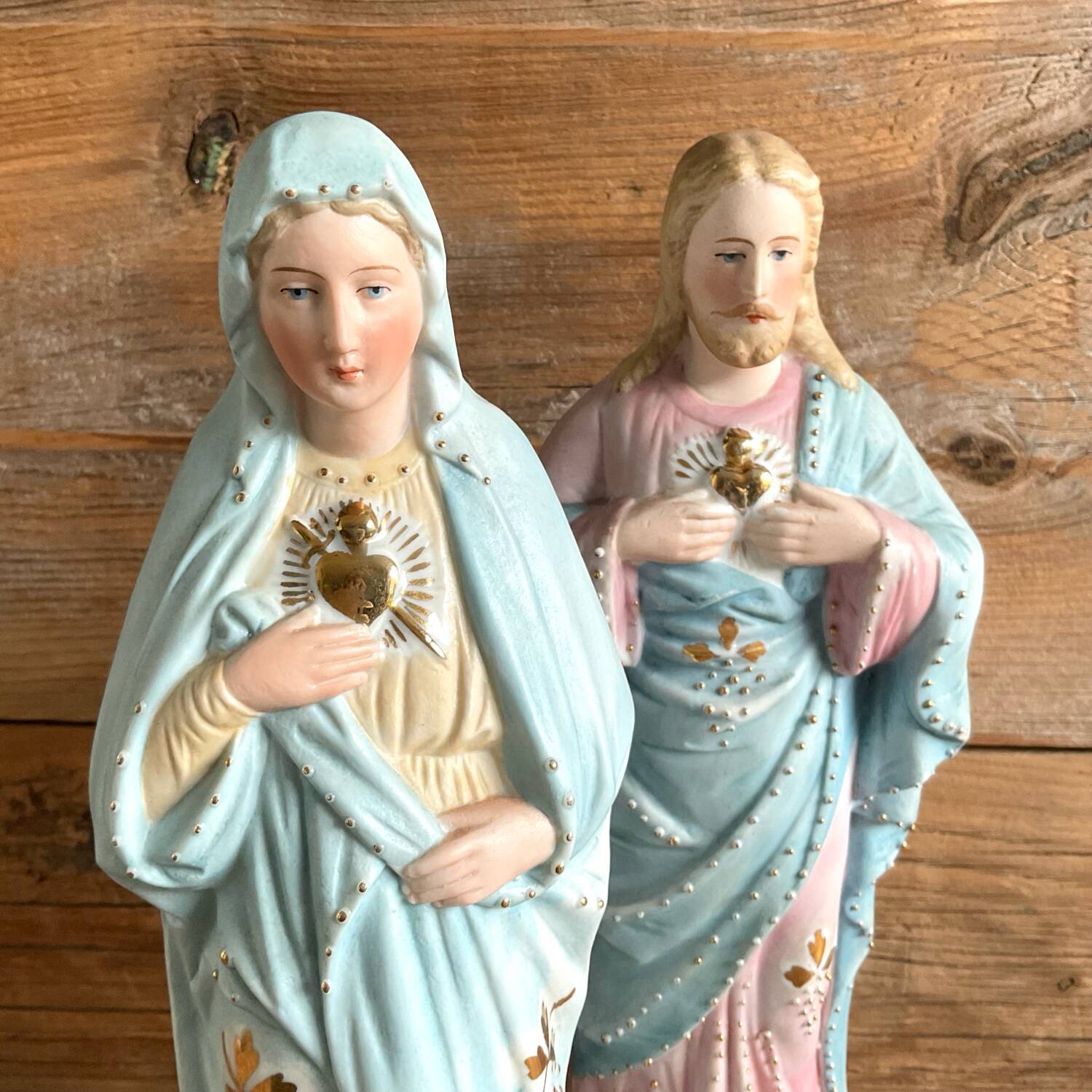 2 old religious statuettes from the early 20th century