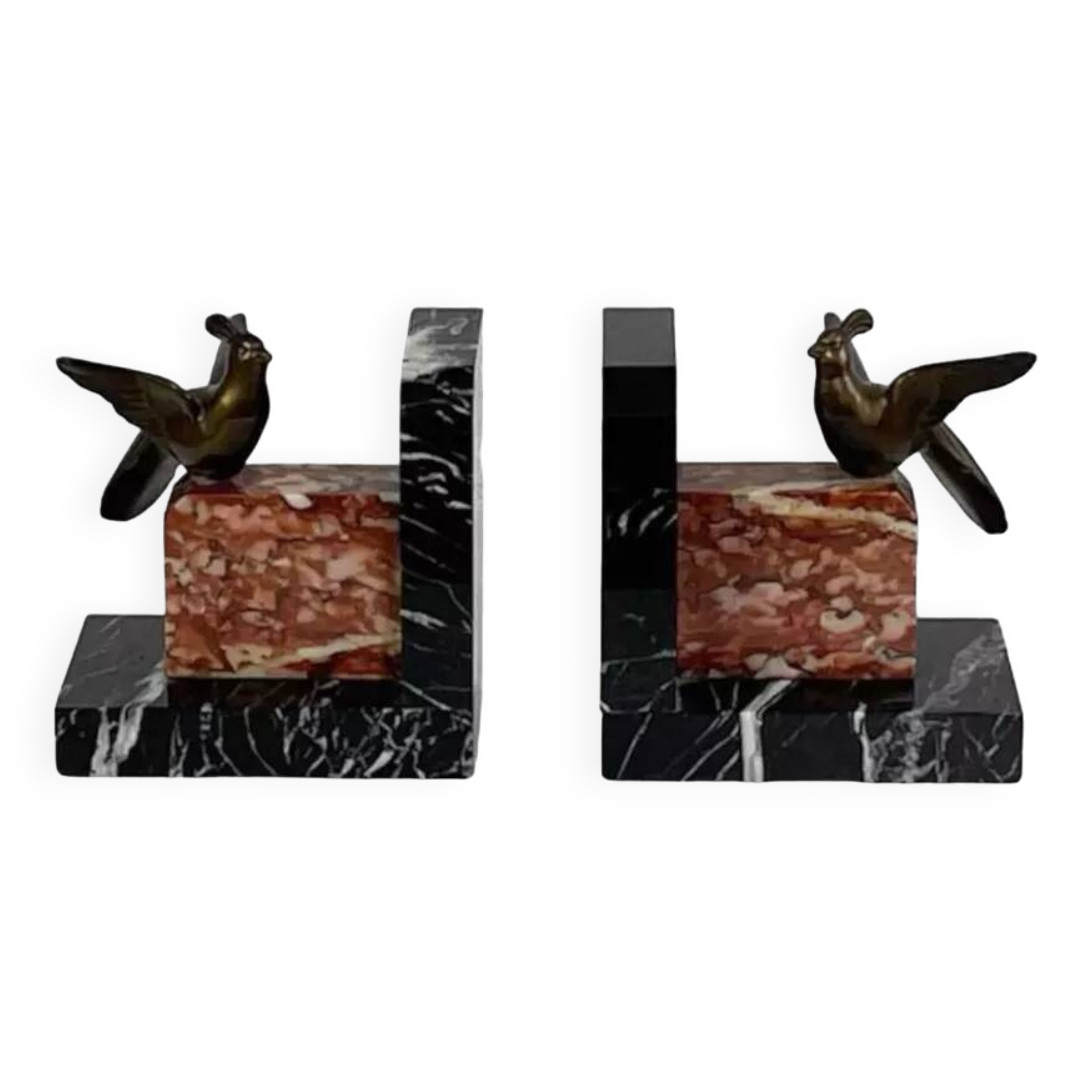 Vintage marble and brass bookend